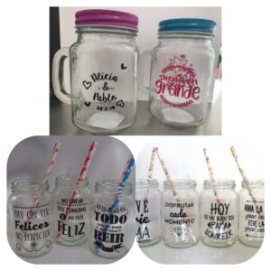 JARRA DE CRISTAL CON TAPADERA Y PAJITA